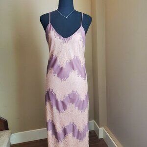 Zara light pink and purple spaghetti strap lace dress